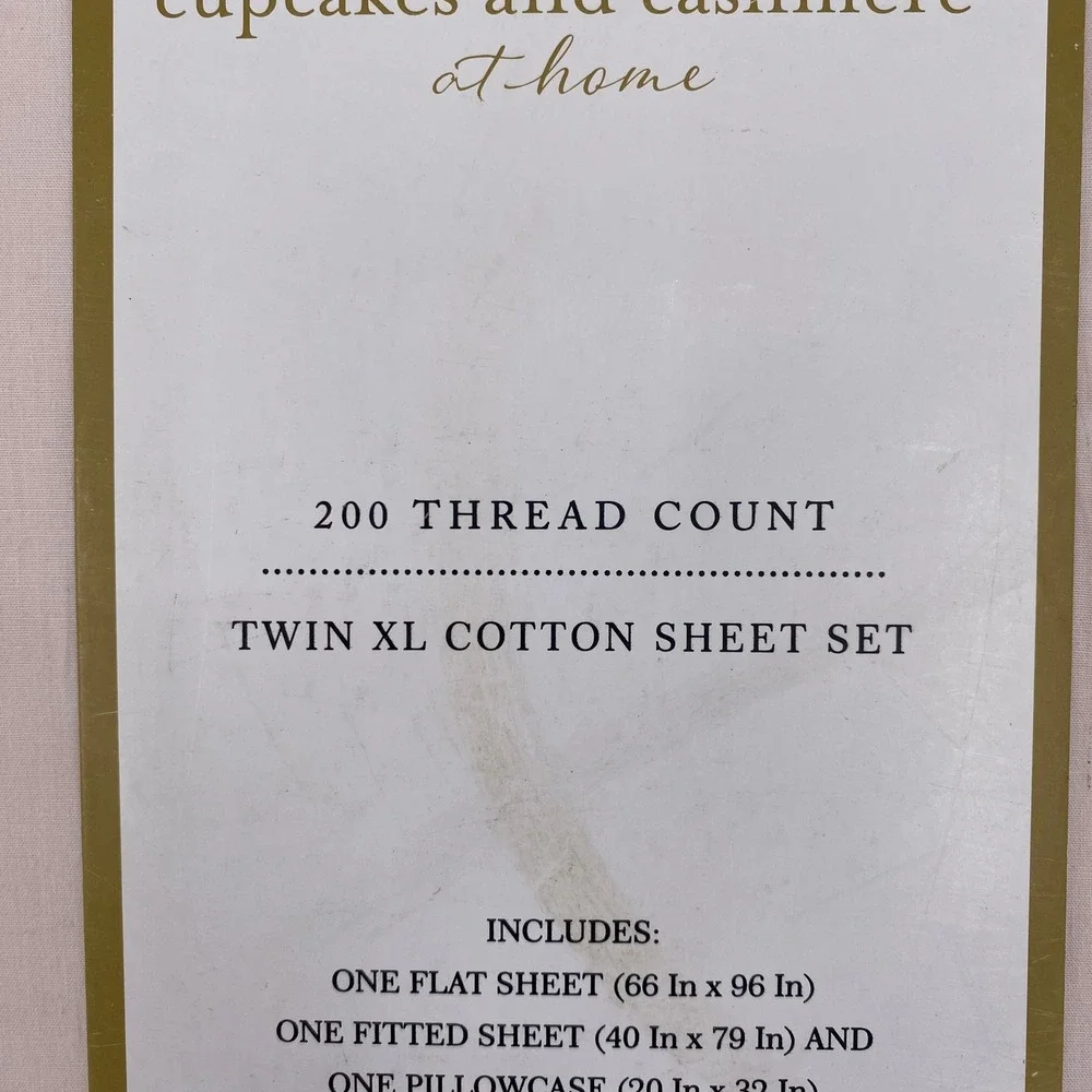 Cupcakes and Cashmere Sheet Set Twin XL Ballet Pink 200TC Cotton 3pc Deep Pocket